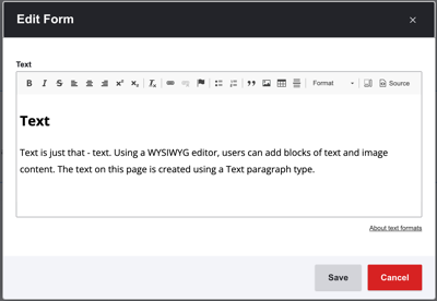 enter text paragraph type